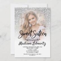 Söt 16 glamorösa fotoutbjudan Silver Glitter