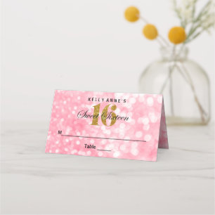 Söt 16 Glitter Bokeh Ljus Anpassningsbar Montering Placeringskort