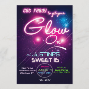 Söt 16 Glow Party 80-talsinbjudan Inbjudningar