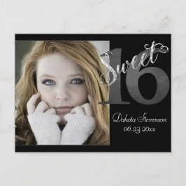 Söt 16 | Grått Grunge Faux Silver Glitter Photo Vykort