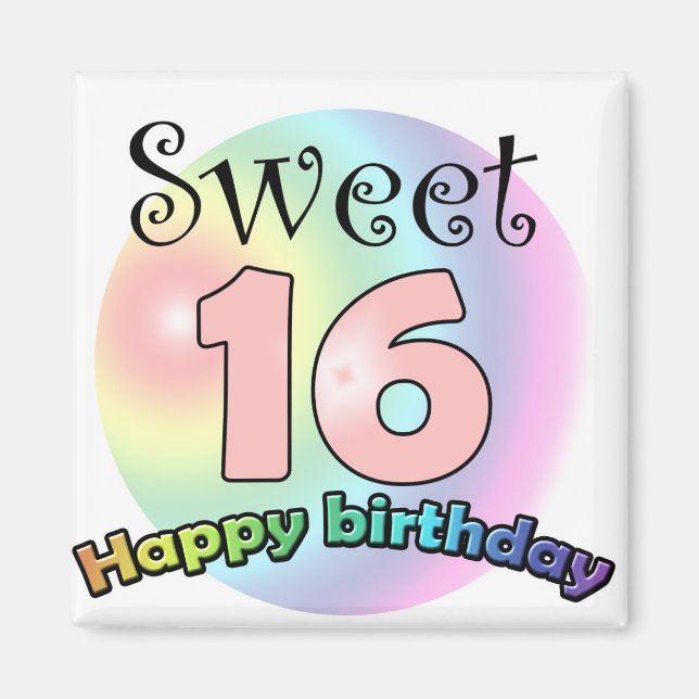 Söt 16 Grattis på födelsedagen Magnet (Framsidan)