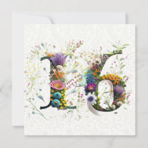 Söt 16 Grattis på födelsedagen Wildblommor Text