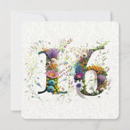 Söt 16 Grattis på födelsedagen Wildblommor Text Kort