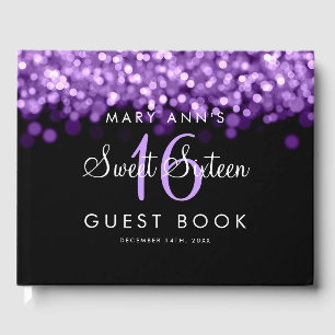 Söt 16 Guestbook Party Shimmering Lila Ljus Gästböcker