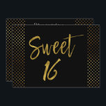 Söt 16 guldfärgad kallelse på födelsedagen inbjudningar<br><div class="desc">Söt 16 Svart och Faux Gold Foil Glamous Birthday-inbjudan för en Sweet sixteen Födelsedagsfest.</div>