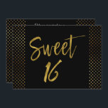 Söt 16 guldfärgad kallelse på födelsedagen inbjudningar<br><div class="desc">Söt 16 Svart och Faux Gold Foil Glamous Birthday-inbjudan för en Sweet sixteen Födelsedagsfest.</div>