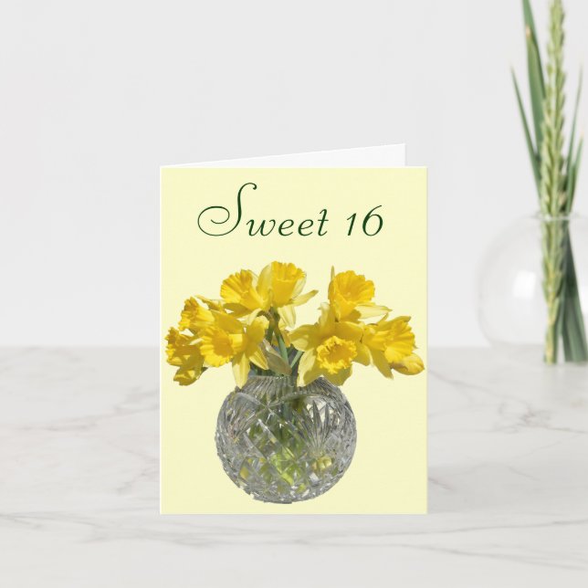 Söt 16 Gulter Daffodil Bouquet Inbjudan (Framsida)