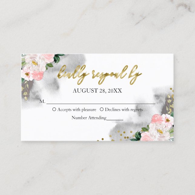 Söt 16  hölje för Blommigt av vattenfärg, OSA Visitkort (Framsida)