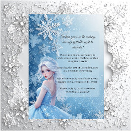 Söt 16 Icy Blue Silver Vinter Personlig Foto Inbjudningar