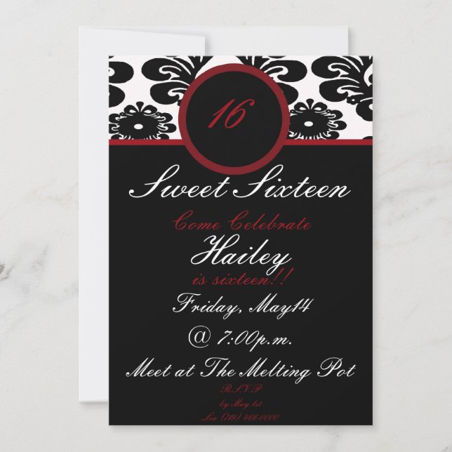 Söt 16... inbjudningar (Framsida)