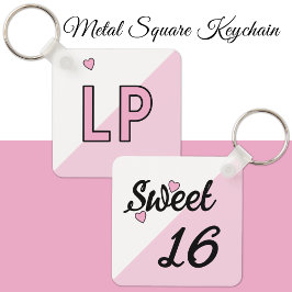 Söt 16 initialer 16-årsdag rosa nyckelring