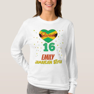 Söt 16 Jamaican Stil Birthday Girl Vacation T Shirt