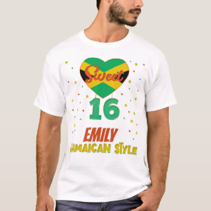 Söt 16 Jamaican Stil Birthday Girl Vacation T- T Shirt