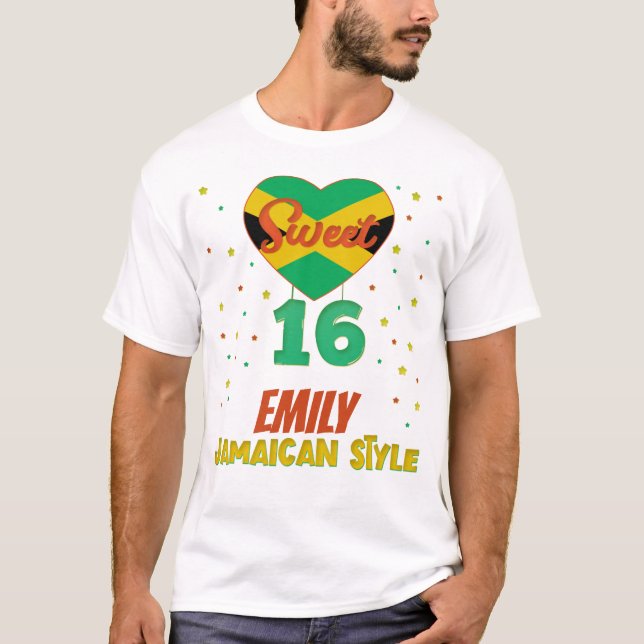 Söt 16 Jamaican Stil Birthday Girl Vacation T- T Shirt (Framsida)