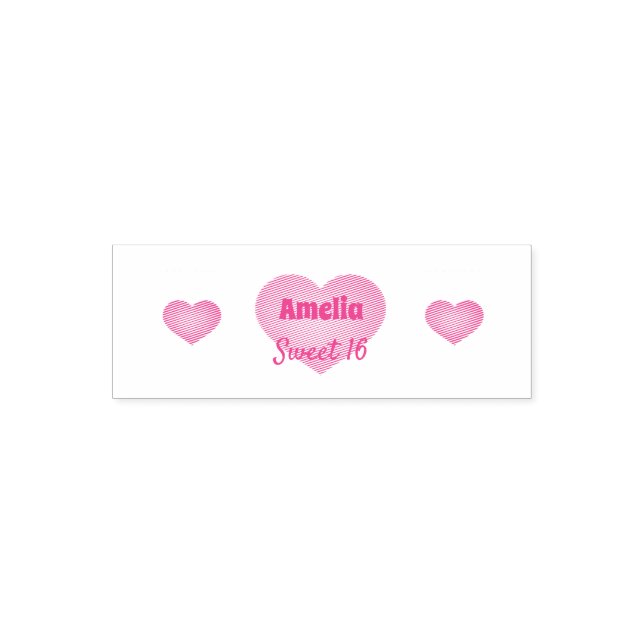 Söt 16 Kärlek hjärta Självfärgande Stämpel (Design)