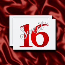 Söt 16 | Klassiskt rött och vitt vattenpass Inbjudningar