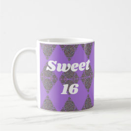 Söt 16 Lila Diamond Mönster Firande Kaffemugg