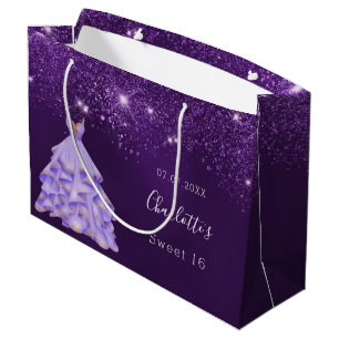 Söt 16 lila glitter dammklänning namn