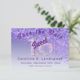 Söt 16 Lila Glitter Snyggt Glitter nummer 16 Spara Datumet