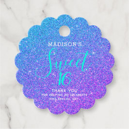 Söt 16 Lila Glitter Tack födelsedag Gåvor Etiketter