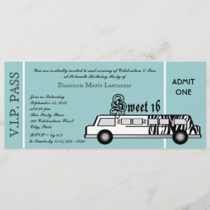 Söt 16 Limo Party Pass Inbjudningar