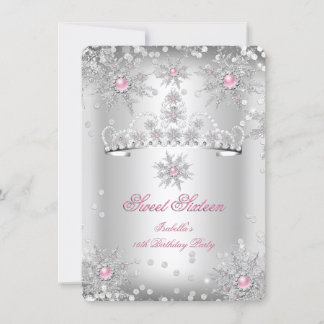 Söt 16 Ljus Rosa Silver Vinter Värld Inbjudningar