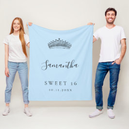 Söt 16 ljusblå tiara krona namn fleecefilt