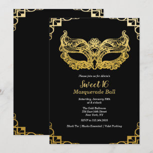 Söt 16 Maskeradbal Invitation Inbjudningar