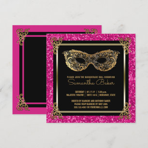 Söt 16 MasqueraBoll Sweet sixteen Rosa Guld Inbjudningar