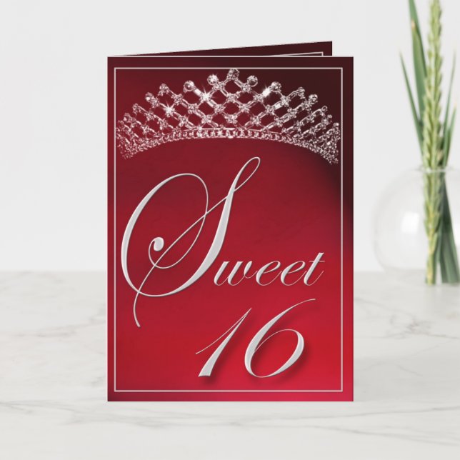 Söt 16 med tiara! kort (Framsida)