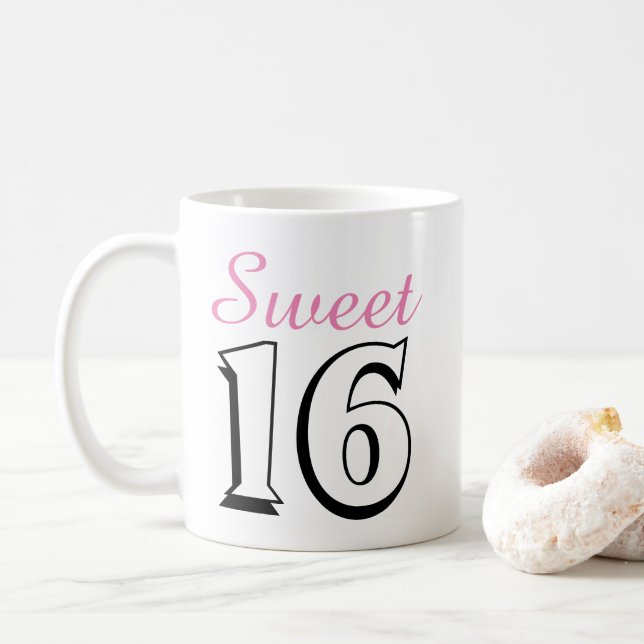 Söt 16 Modern Chic Rosa Birthday Gift Kaffemugg (Med munk)