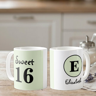 Söt 16-monogramnamn grön kaffemugg