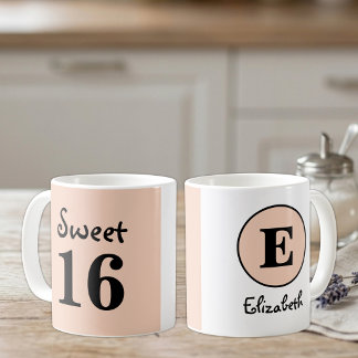 Söt 16-monogramnamn persika kaffemugg