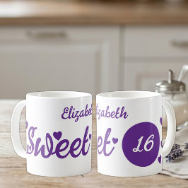 Söt 16 namn 16-årsdag lila kaffemugg