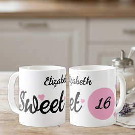 Söt 16 namn 16-årsdag rosa kaffemugg