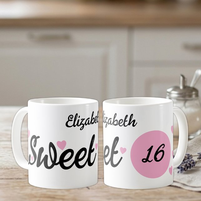 Söt 16 namn 16-årsdag rosa kaffemugg (Skapare uppladdad)