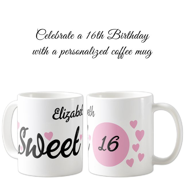 Söt 16 namn 16-årsdag rosa kaffemugg (Skapare uppladdad)