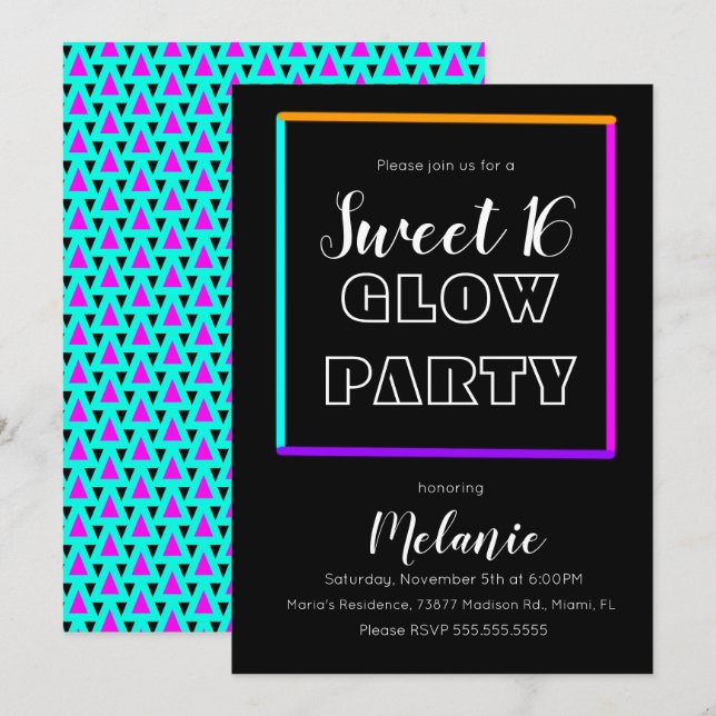 Söt 16 nykolv i Mörkens Roligt Party Inbjudningar (Fram/baksida)