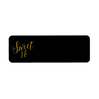 Söt 16-offertmallen Faux Gold Foil Sparkly Returadress Etikett