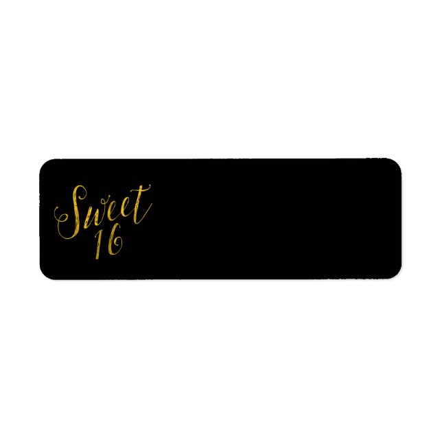 Söt 16-offertmallen Faux Gold Foil Sparkly Returadress Etikett (Framsidan)