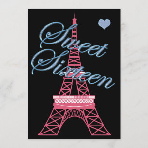 Söt 16 Paris Eiffel Torn födelsedag Inbjudningar