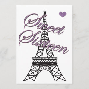 Söt 16 Paris Eiffel Torn födelsedag Inbjudningar