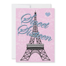 Söt 16 Paris Eiffeltornet Födelsedagsinbjudan