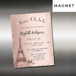 Söt 16 Paris ro guld Eiffel torn luxuy Magnetisk Inbjudningskort
