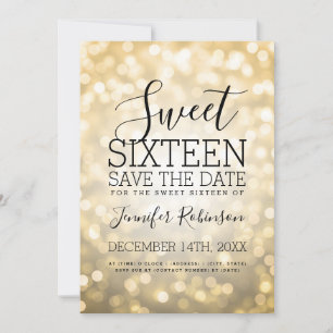 Söt 16 Party mousserande Guld Glitter Ljus Spara Datumet