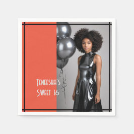 Söt 16 party papper napkin-korallsvart pappersservett