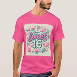Söt 16 Pastel Birthday Design Manar Tshirt T Shirt
