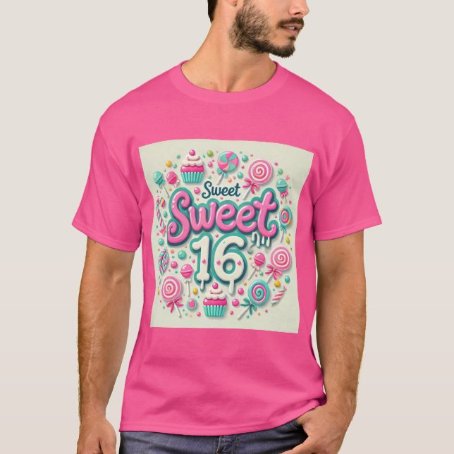 Söt 16 Pastel Birthday Design Manar Tshirt T Shirt (Framsida)