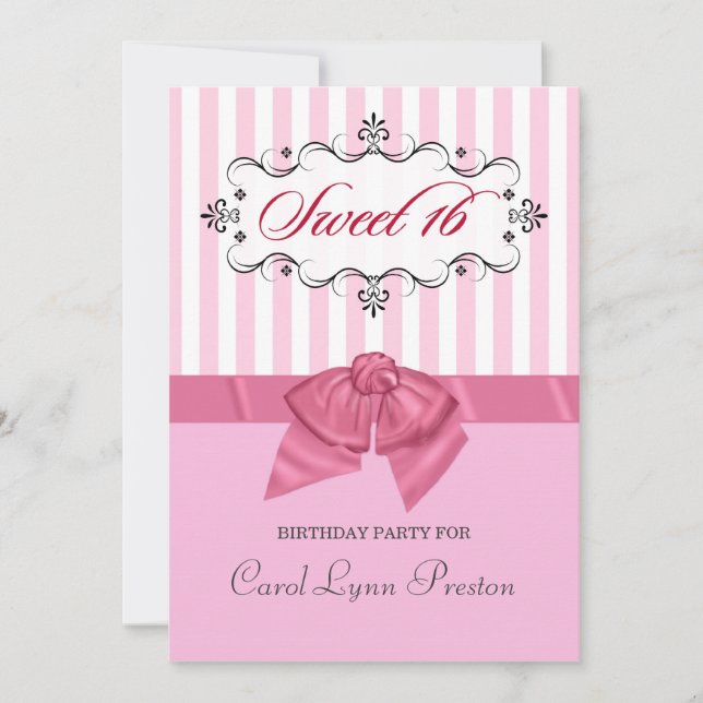 Söt 16 - Personlig Födelsedagsfest inbjudan (Framsida)