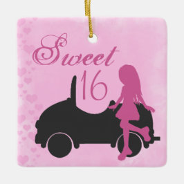 Söt 16 Personlig Rosa Black Sweet sixteen Julgransprydnad Keramik